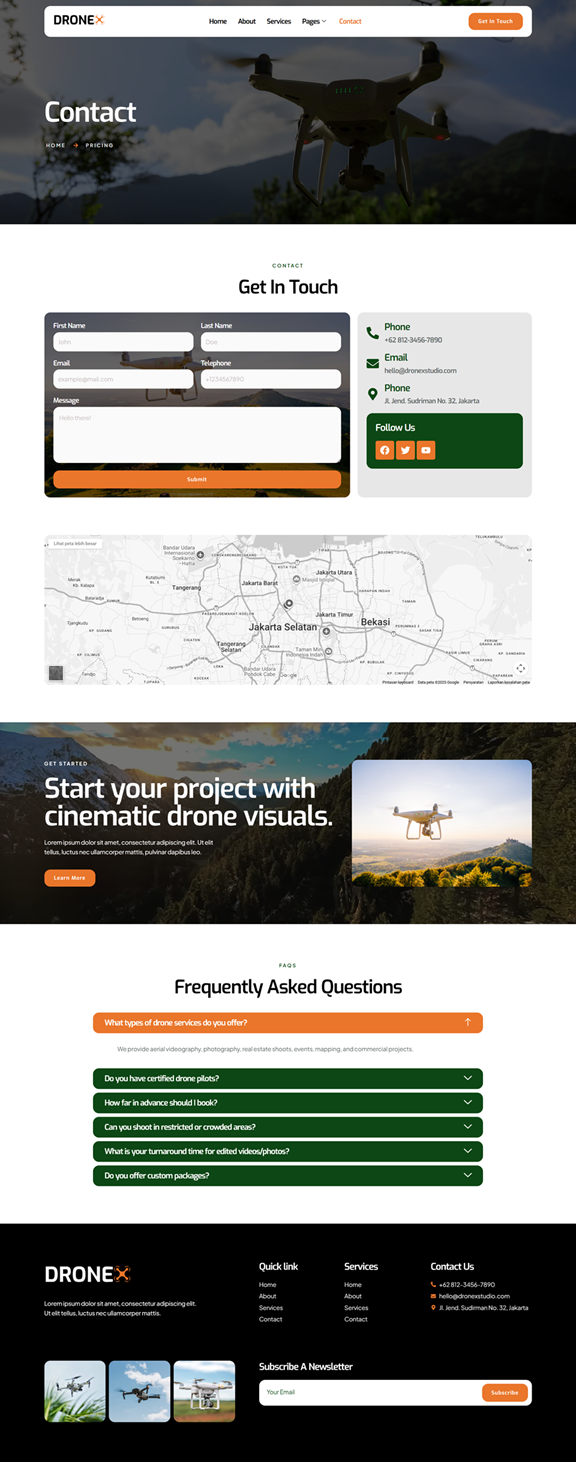 Contact — Dronex - Drone Aerial Video & Photography Elementor Template