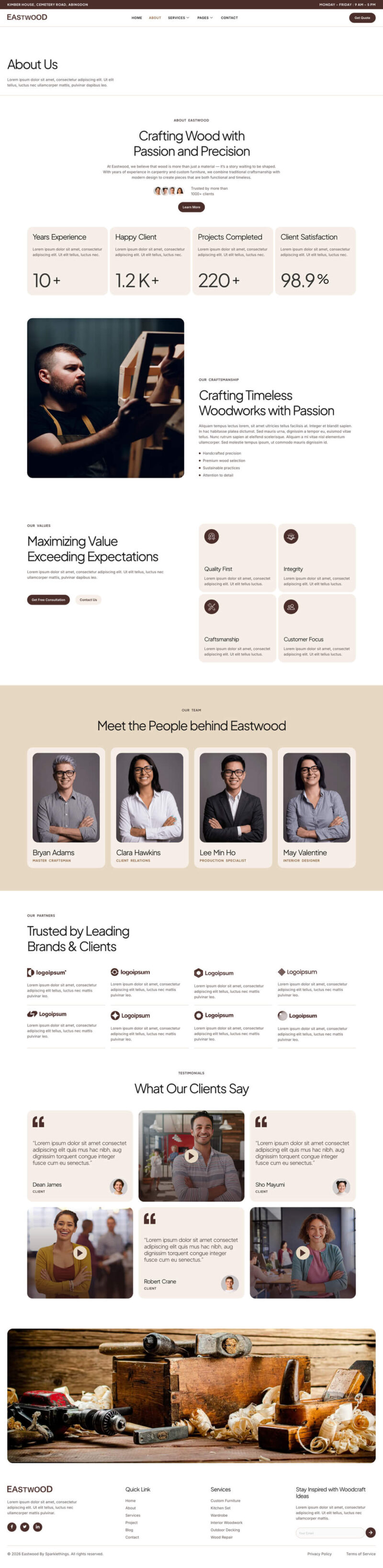 About — Eastwood - Carpentry & Woodworking Elementor Template