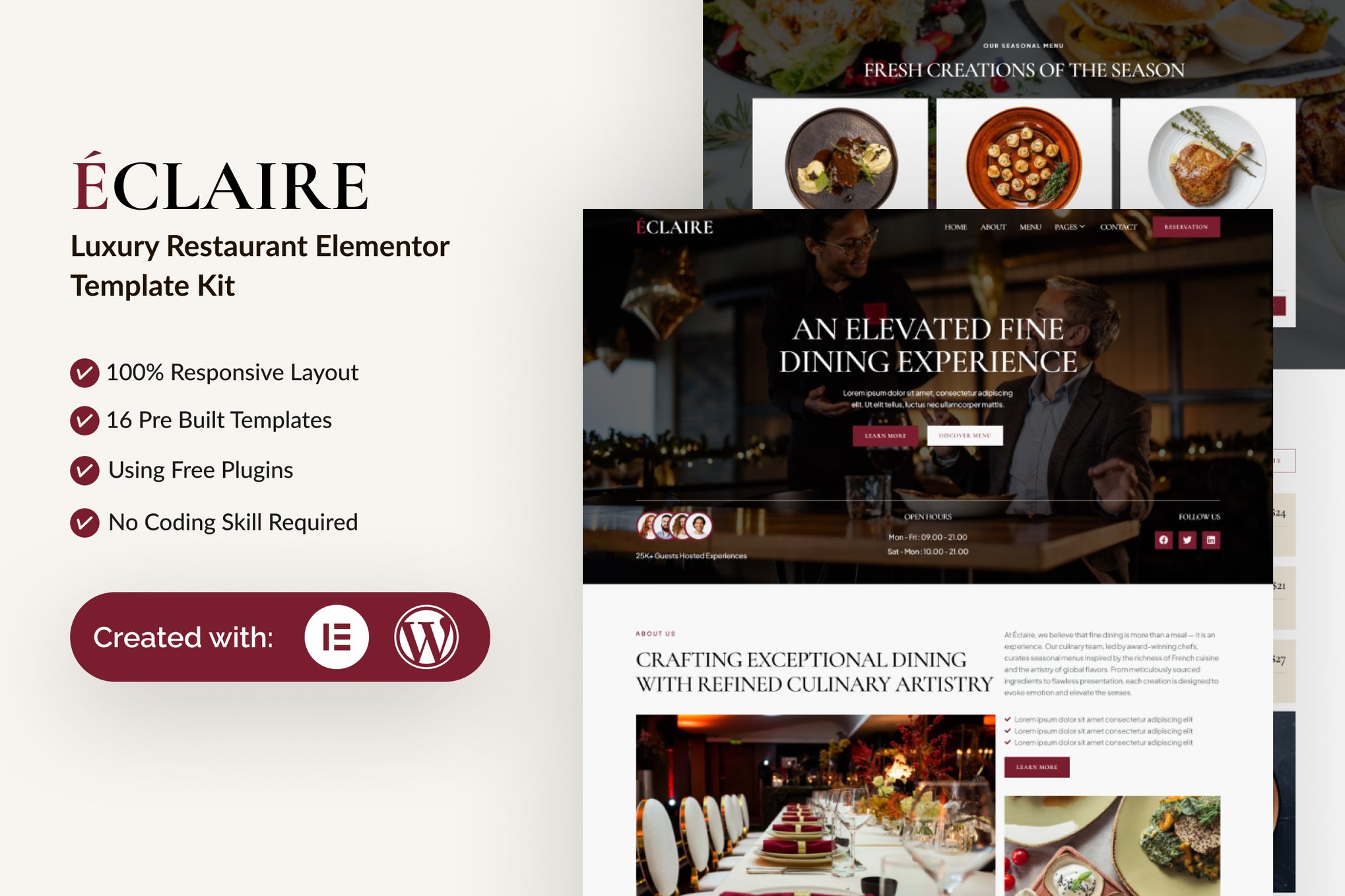 Eclaire - Luxury Restaurant Elementor Template — Elementor template kit cover