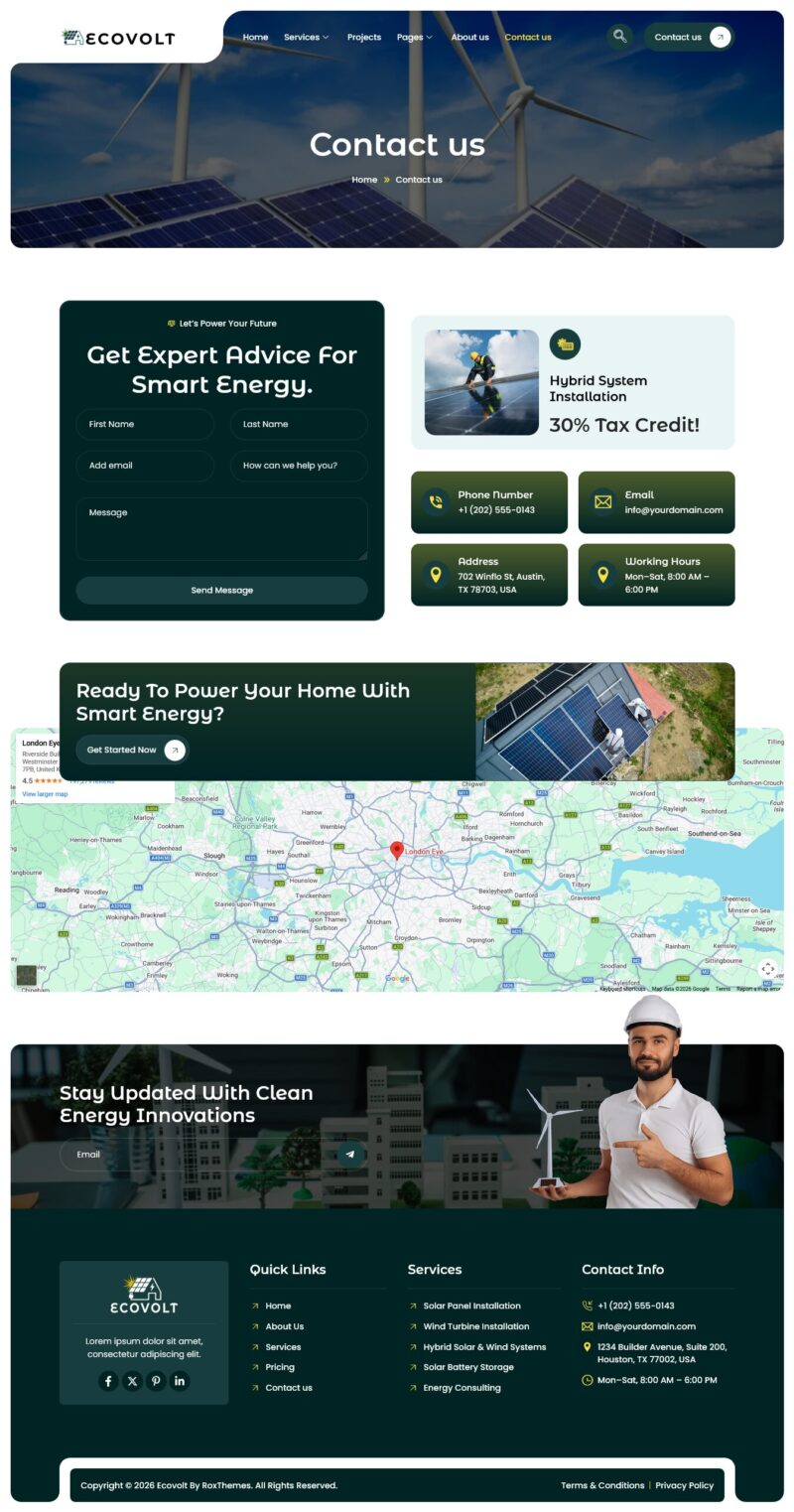 Contact us — EcoVolt - Solar & Renewable Energy Elementor Template