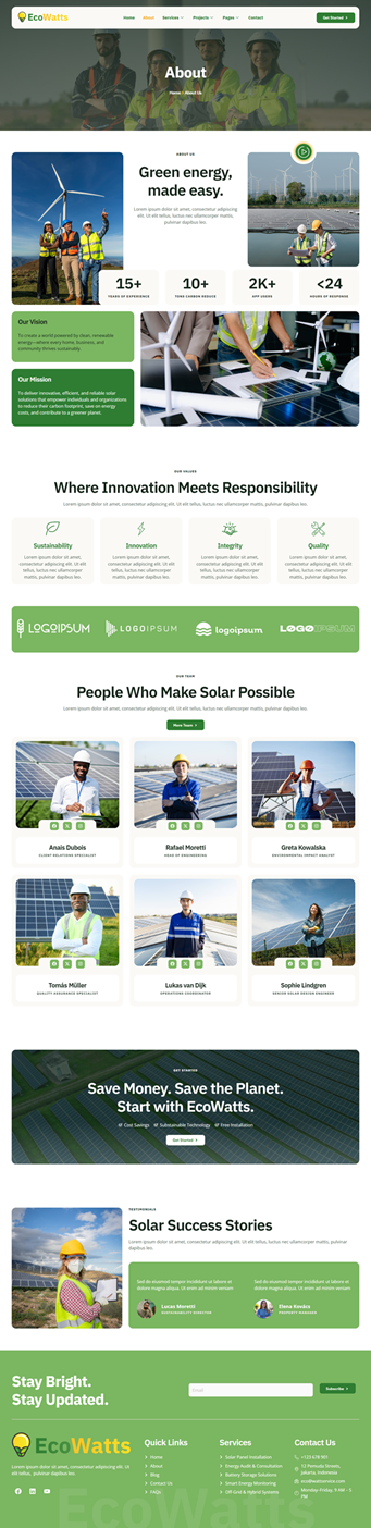 About — Ecowatts - Renewable Energy Elementor Template