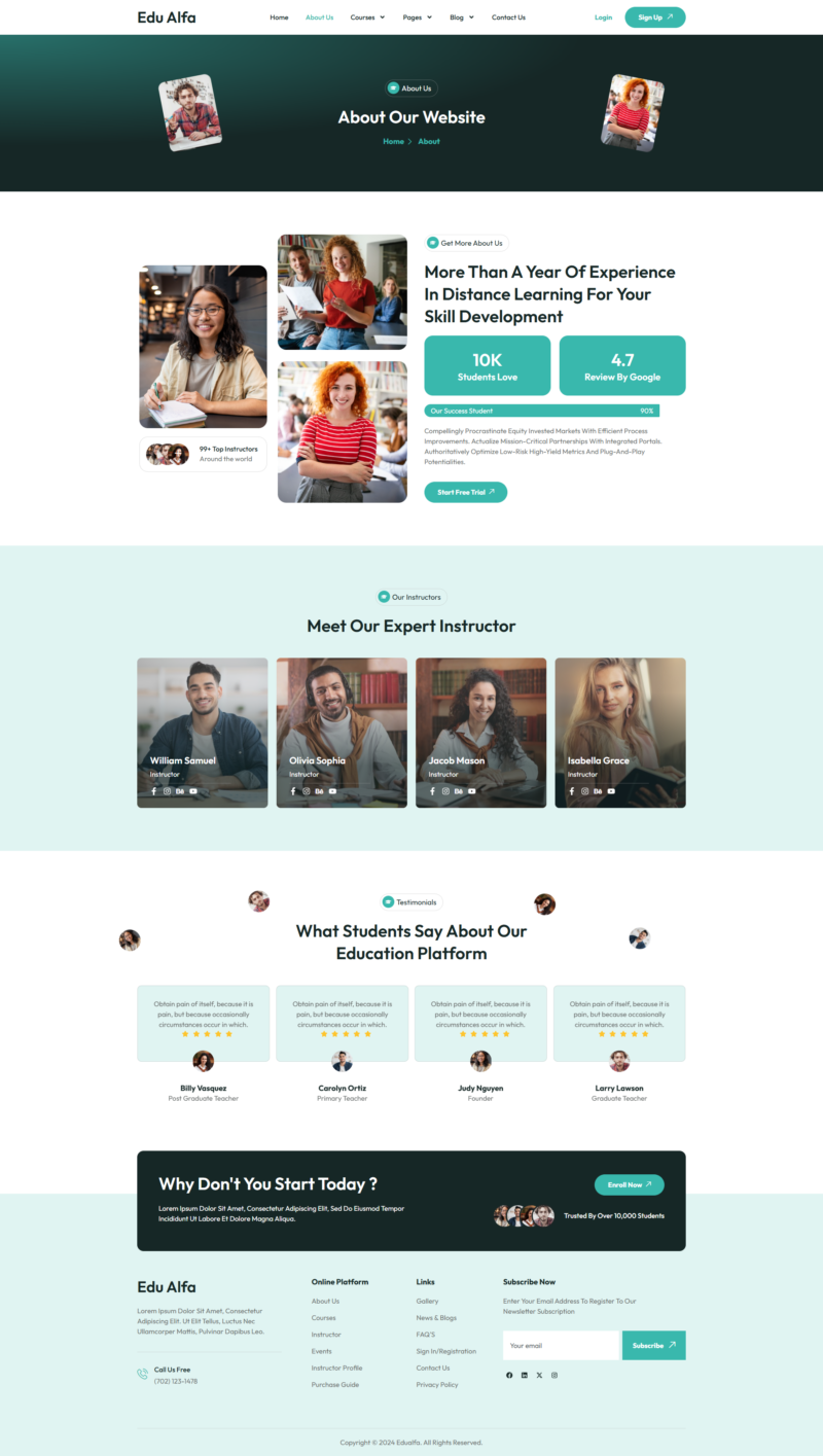 About — EduAlfa - Education & Online Course Elementor Pro Elementor Template