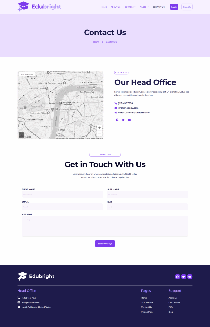 Contact Us — Edubright - Online Course & Education Elementor Template