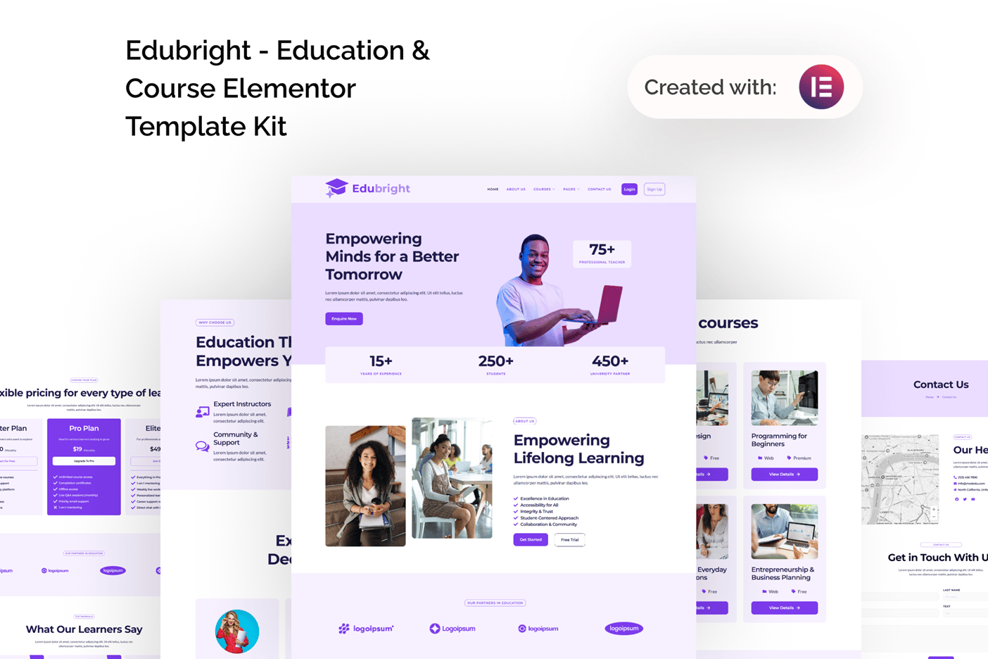Edubright - Online Course & Education Elementor Template — Elementor template kit cover