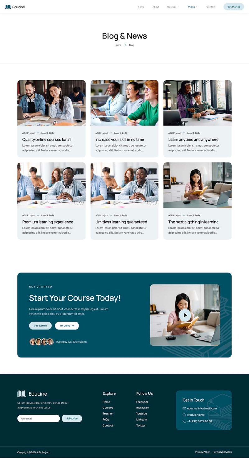 Blog — Educine - Online Course & Education Elementor Template