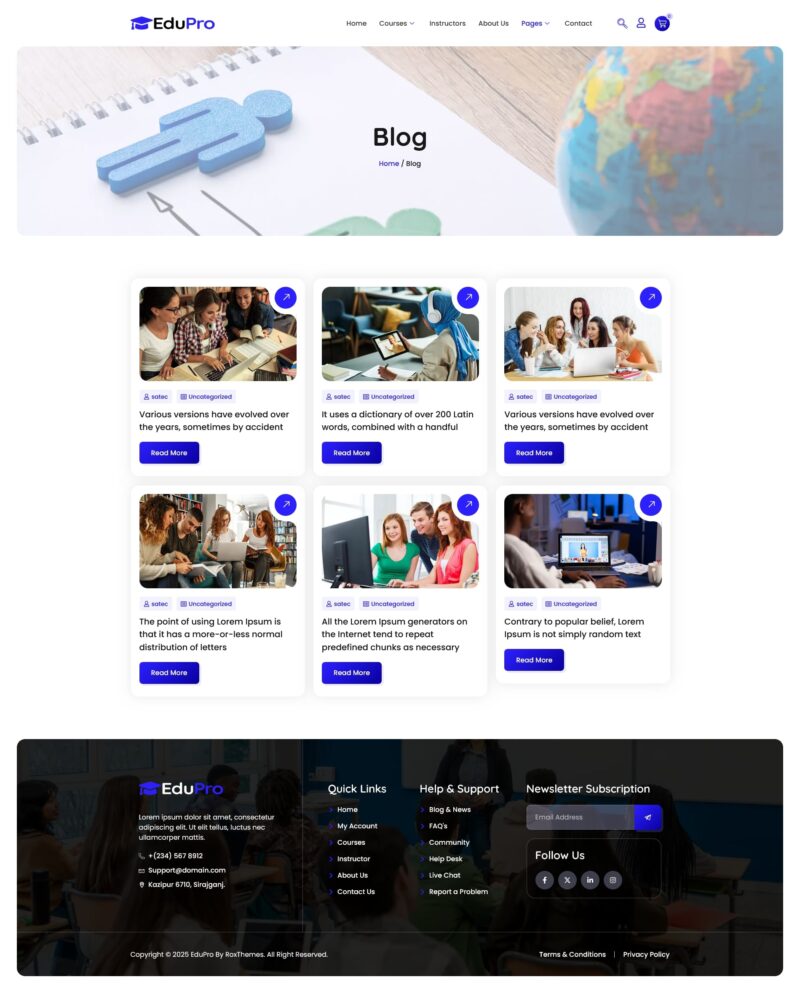 Blog Page — Edupro - Online Course & Education Elementor Pro Elementor Template