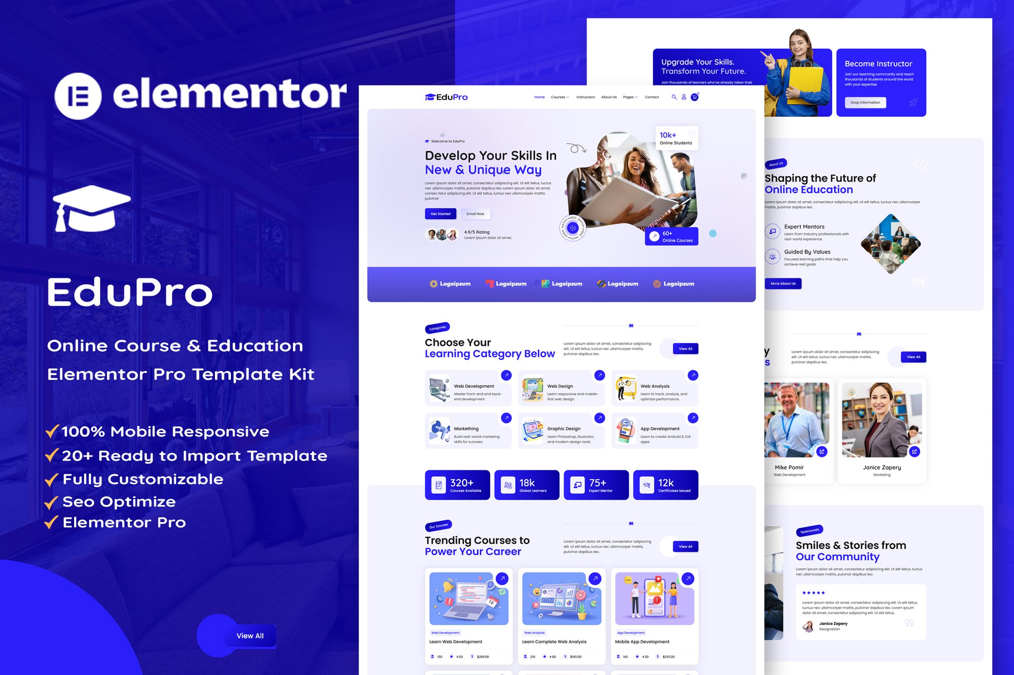 Edupro - Online Course & Education Elementor Pro Elementor Template — Elementor template kit cover