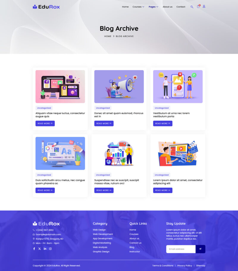 Blog Page — EduRox - Online Course & Education Elementor Pro Elementor Template