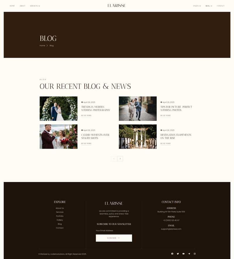 Blog — Elarisse - Wedding Photography Elementor Template