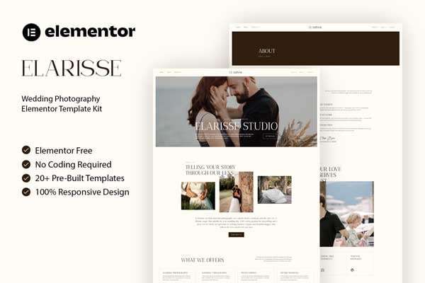 Elarisse - Wedding Photography Elementor Template — Elementor template kit cover