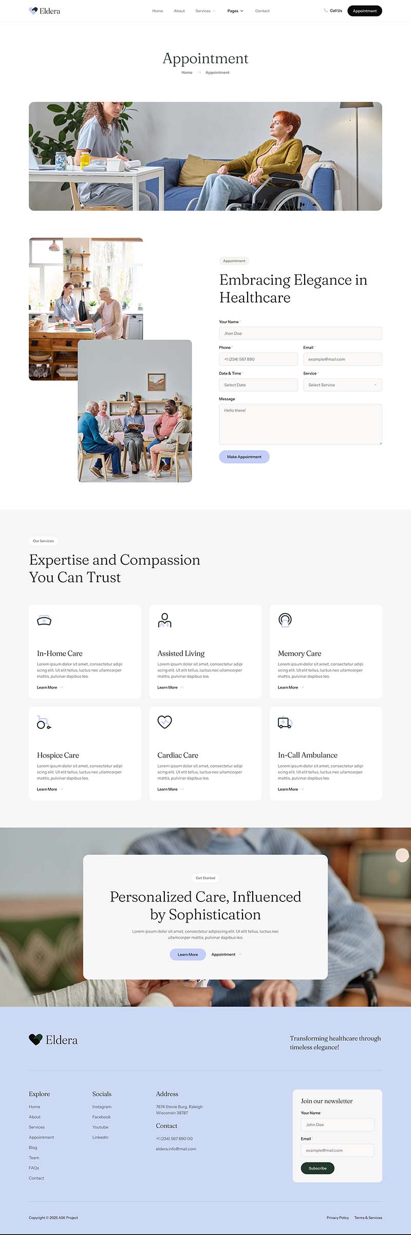 Appointment — Eldera - Elderly & Senior Care Elementor Template