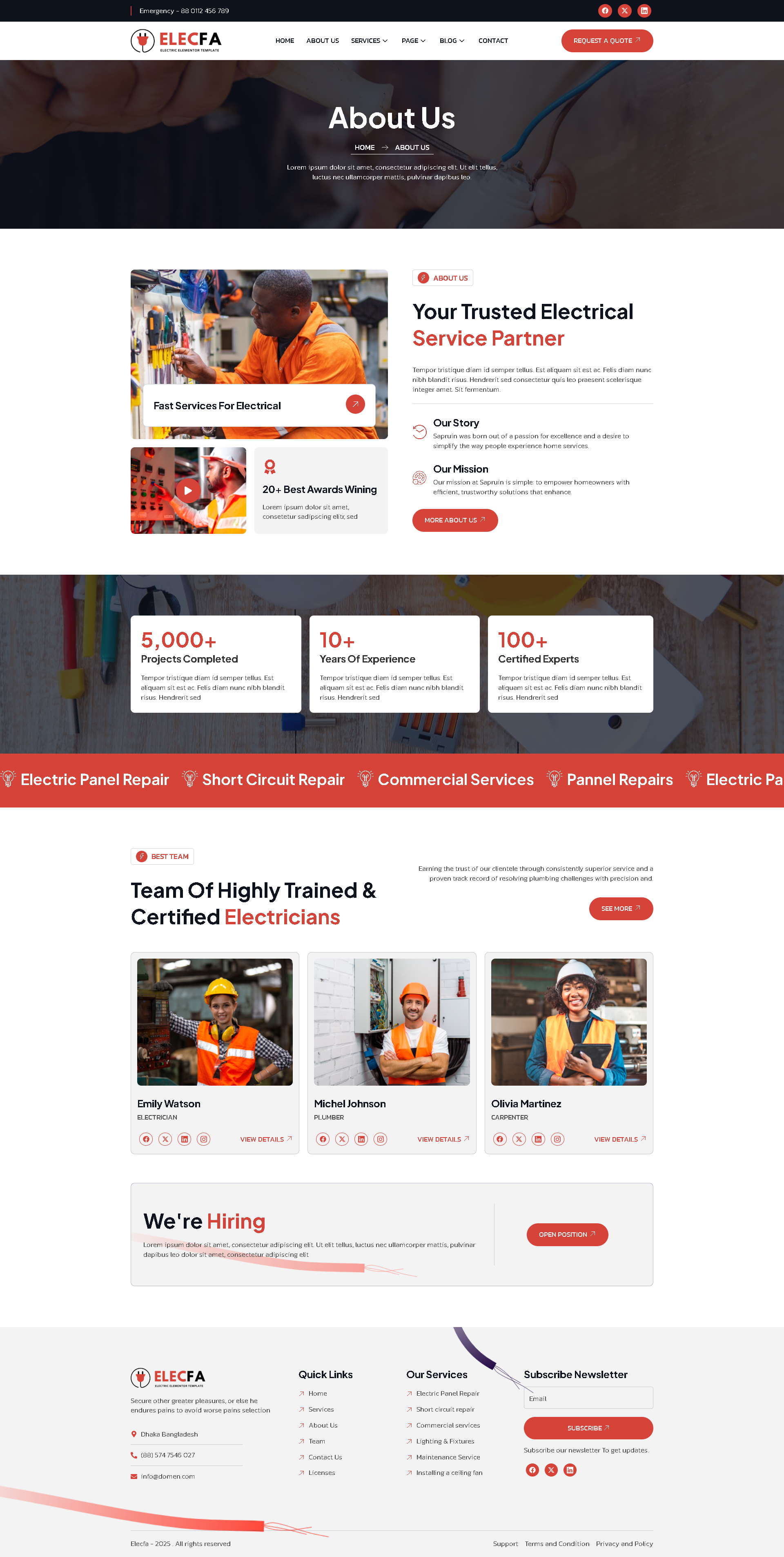 About Us — Elecfa - Electrician & Electrical Services Elementor Template