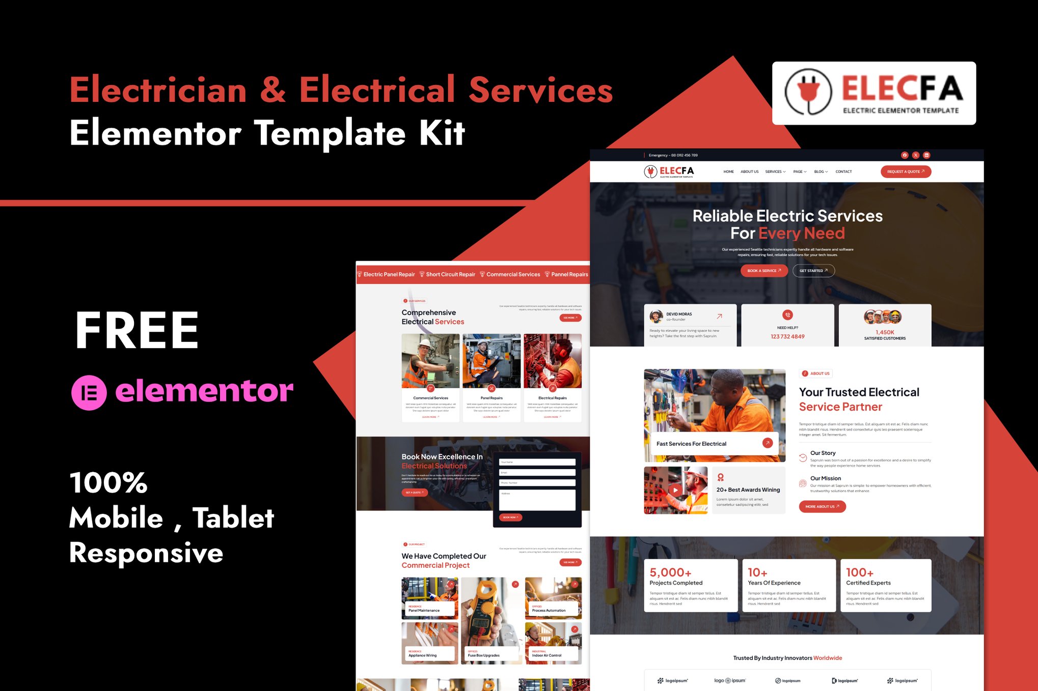 Elecfa - Electrician & Electrical Services Elementor Template — Elementor template kit cover
