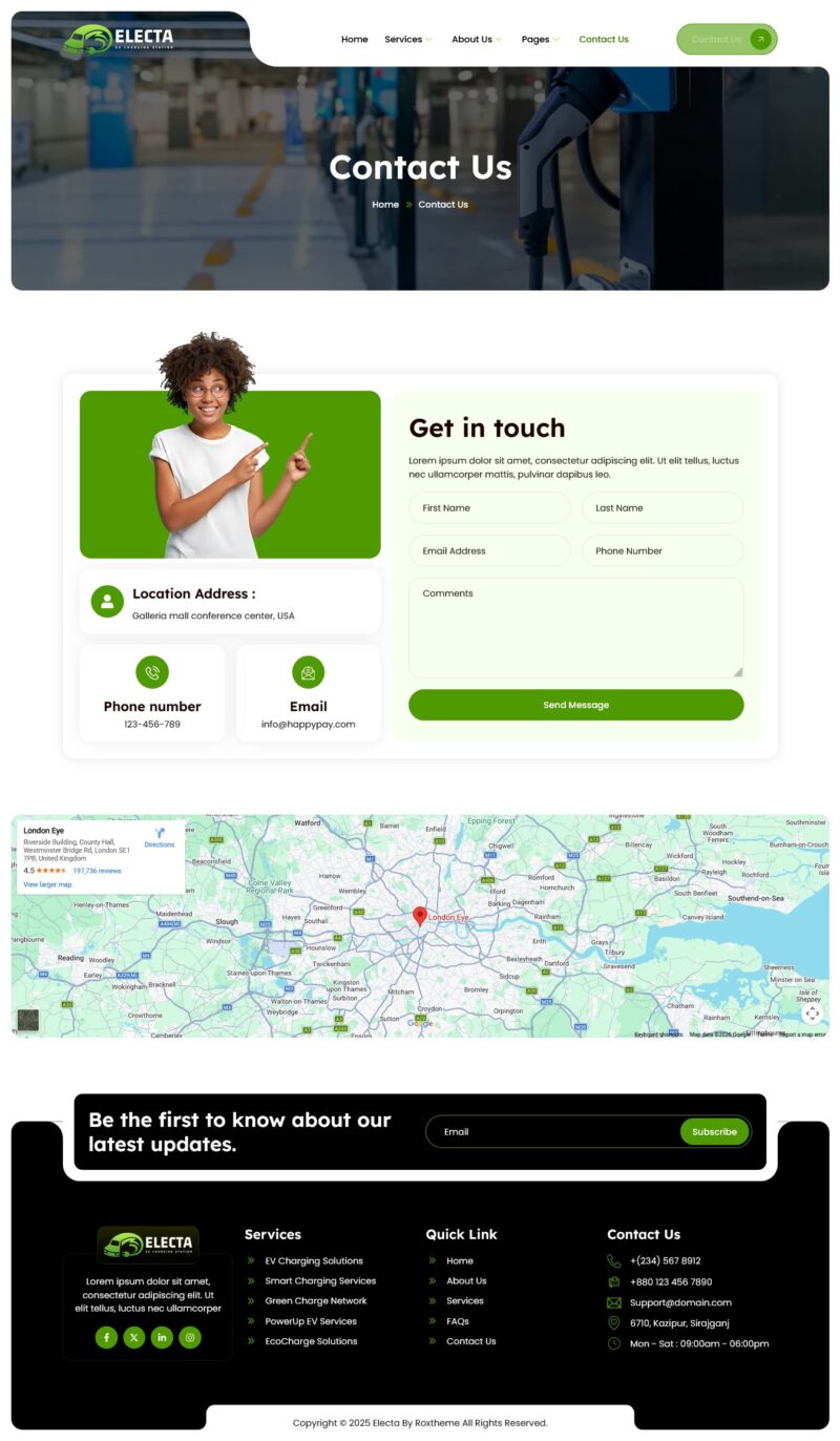 Contact Us — Electa - EV Charging Station Elementor Template
