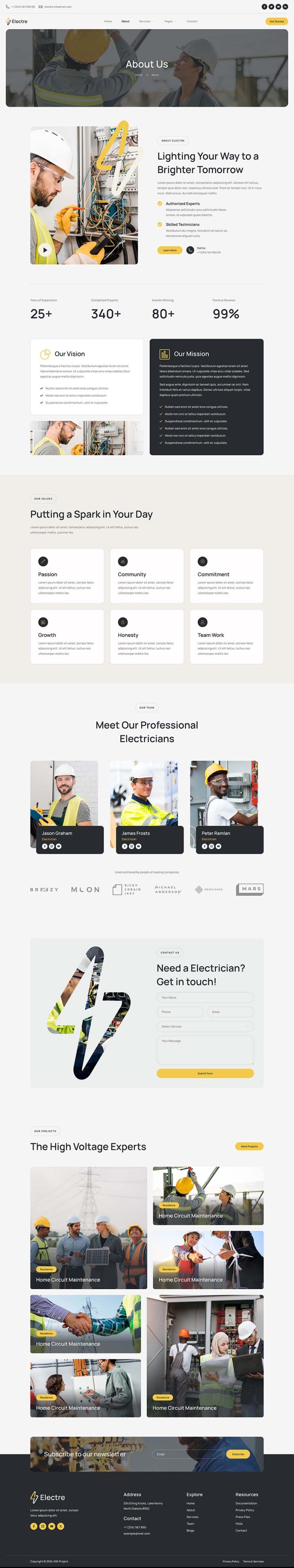 About — Electre - Electrician & Electrical Services Elementor Template