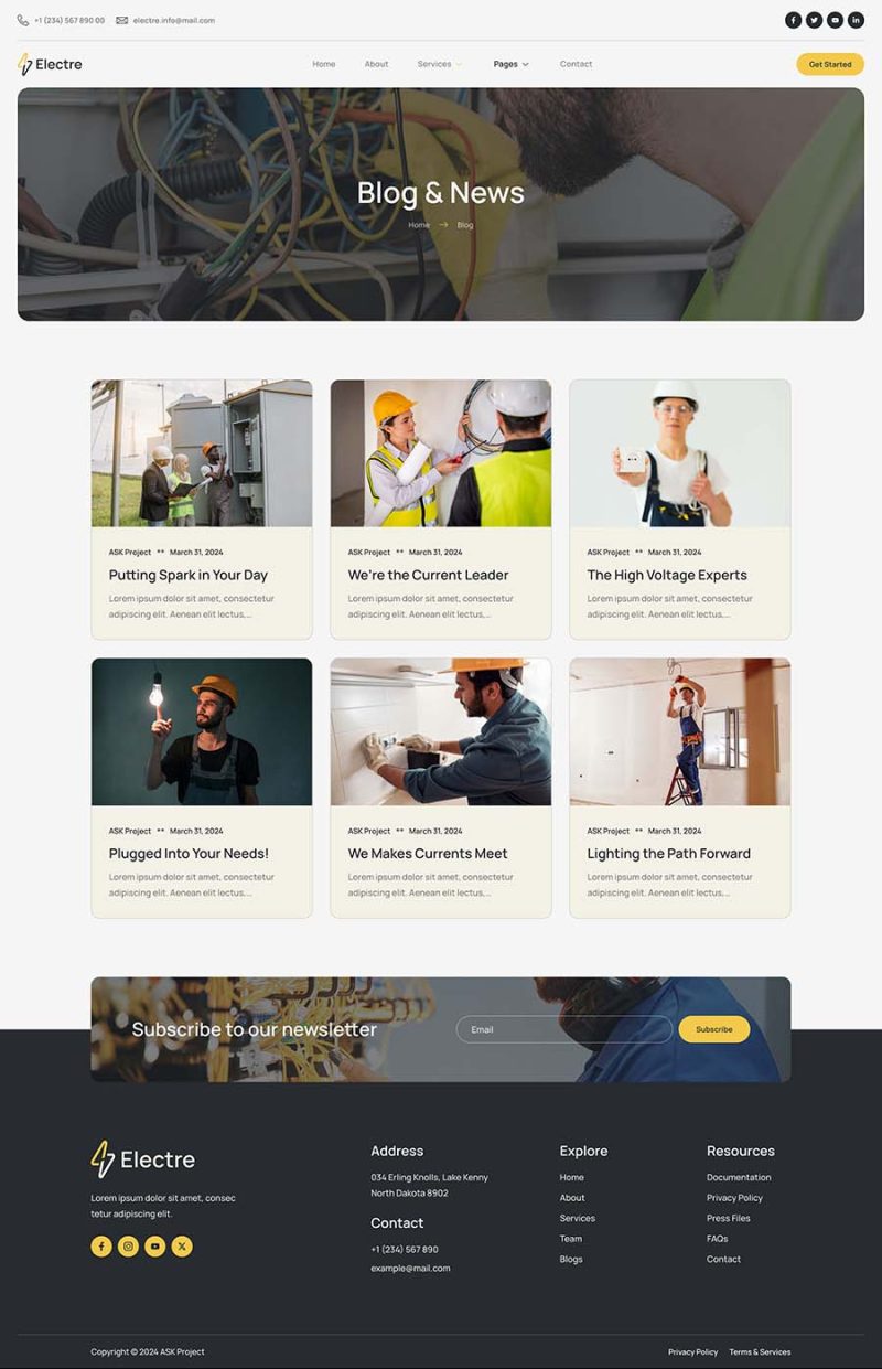 Blog — Electre - Electrician & Electrical Services Elementor Template