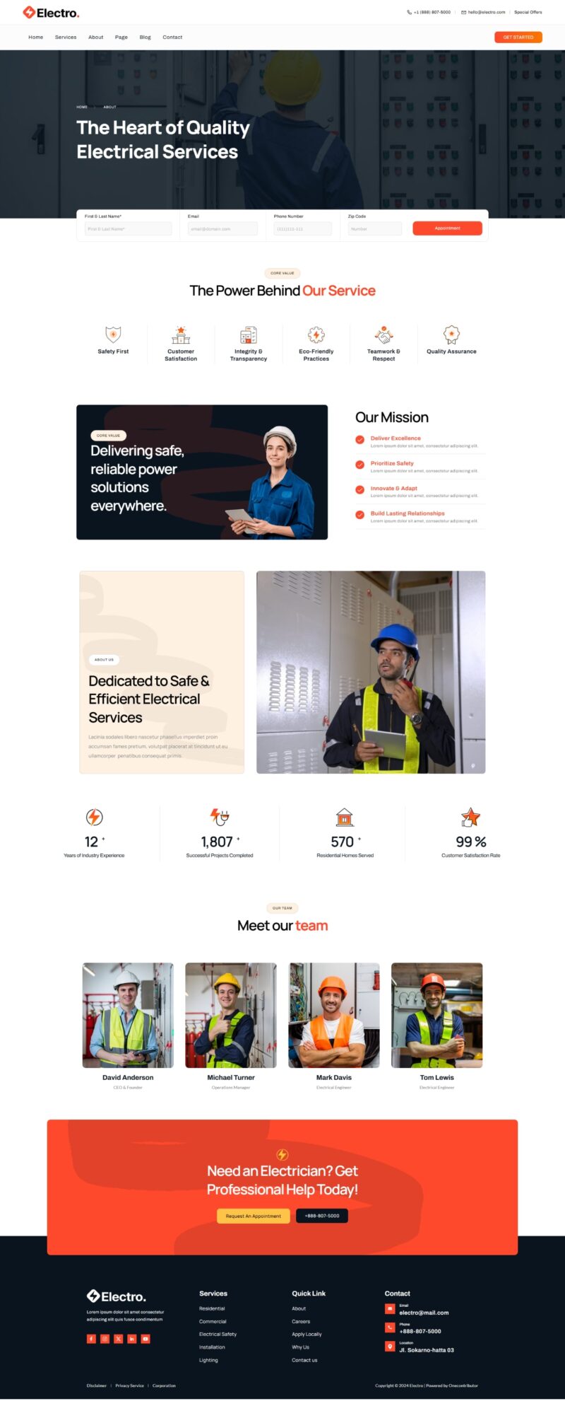 About — Electro - Electrician & Electrical Services Elementor Template