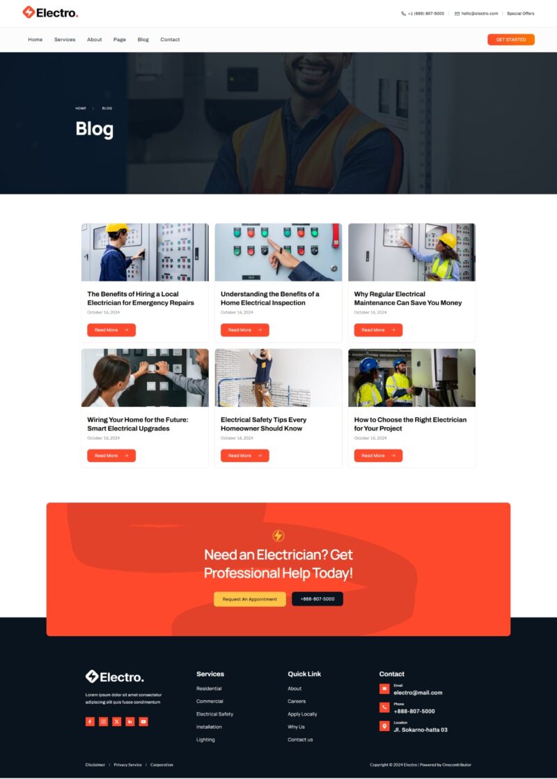 Blog — Electro - Electrician & Electrical Services Elementor Template