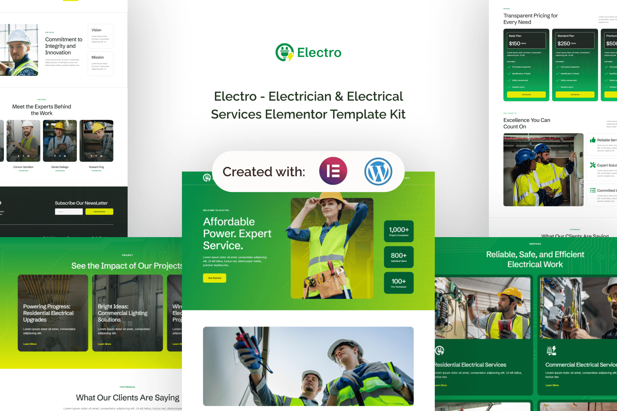 Electro - Electrician & Electrical Services Elementor Template — Elementor template kit cover