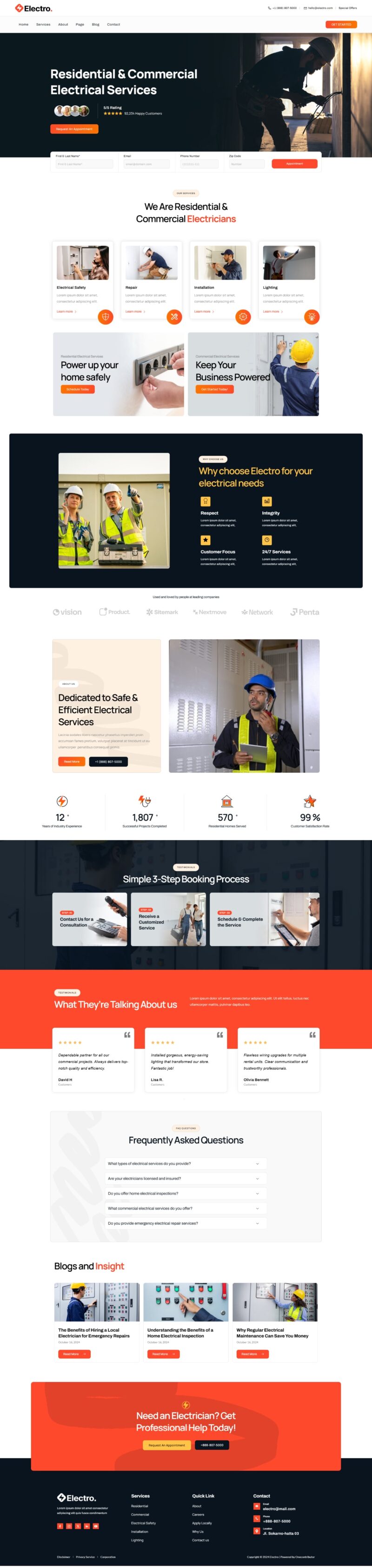 Home — Electro - Electrician & Electrical Services Elementor Template