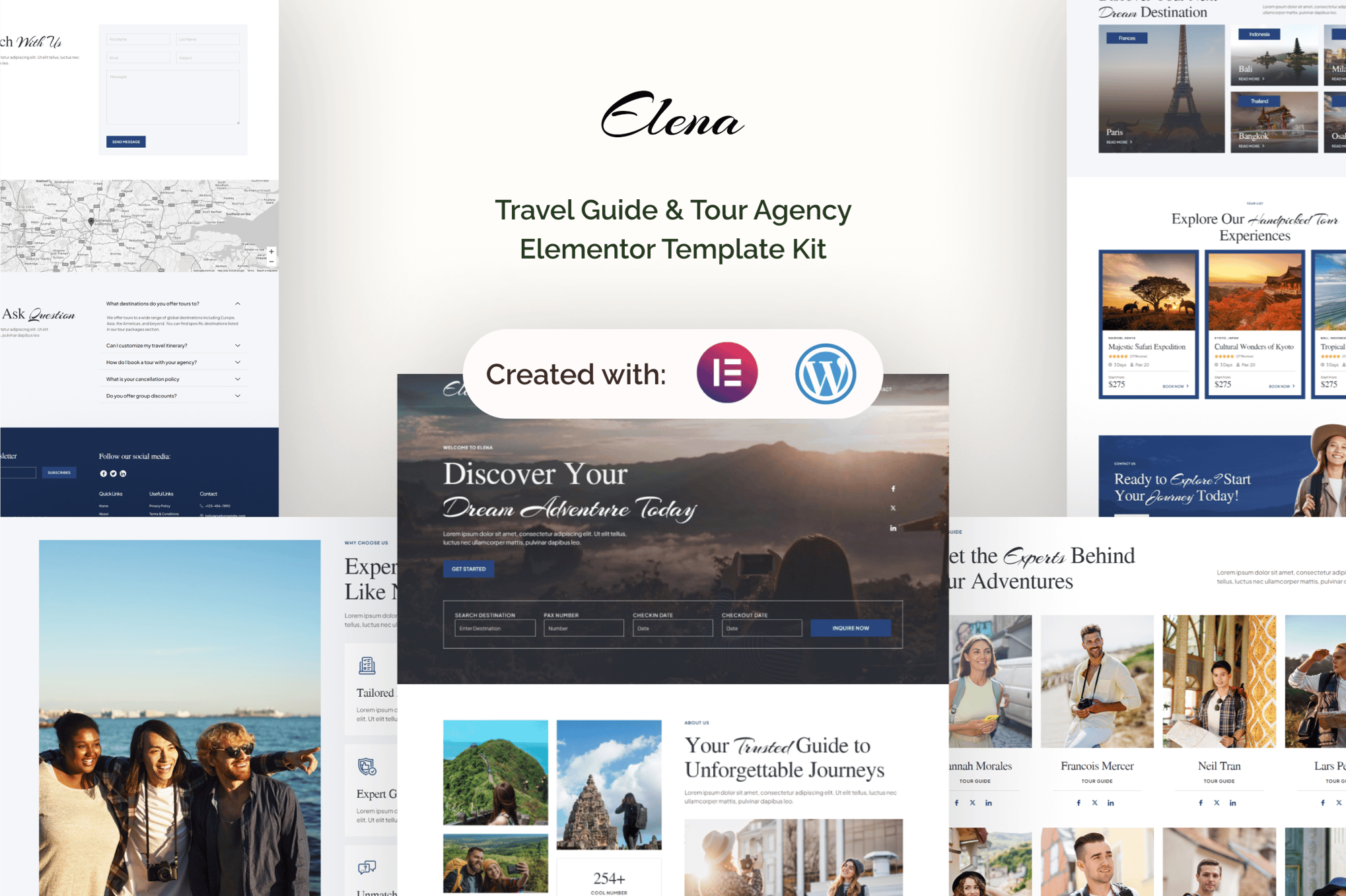 Elena - Travel Guide & Tour Agency Elementor Template — Elementor template kit cover