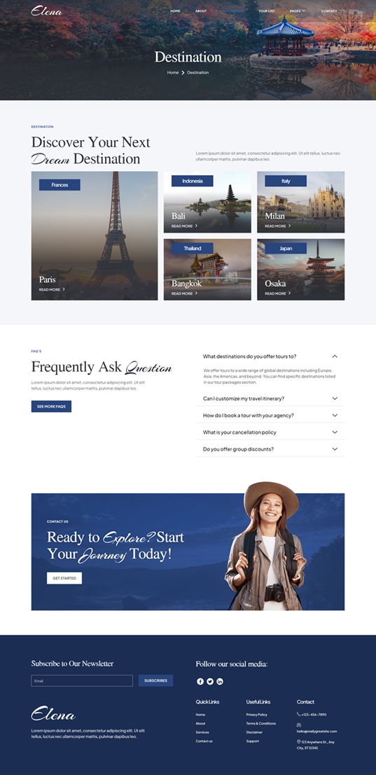 Destination — Elena - Travel Guide & Tour Agency Elementor Template
