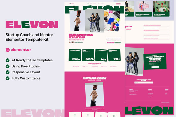 Elevon - Startup Coach & Mentor Elementor Template — Elementor template kit cover