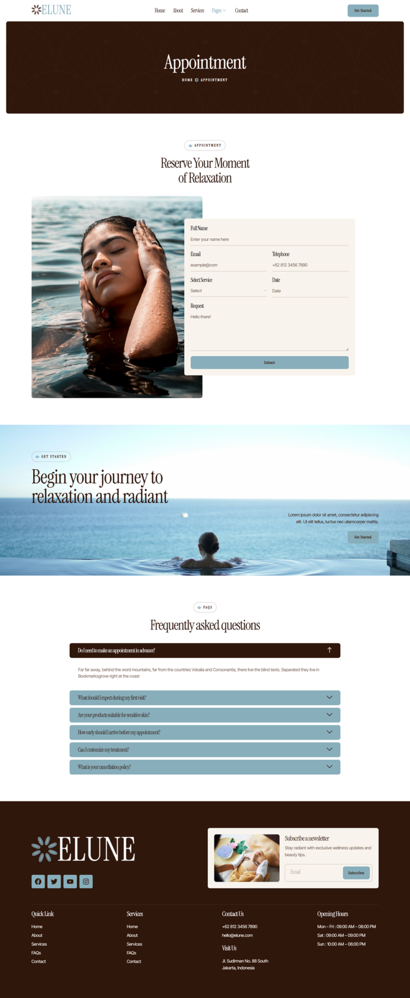 Appointment — Elune - Beauty Spa & Wellness Elementor Template