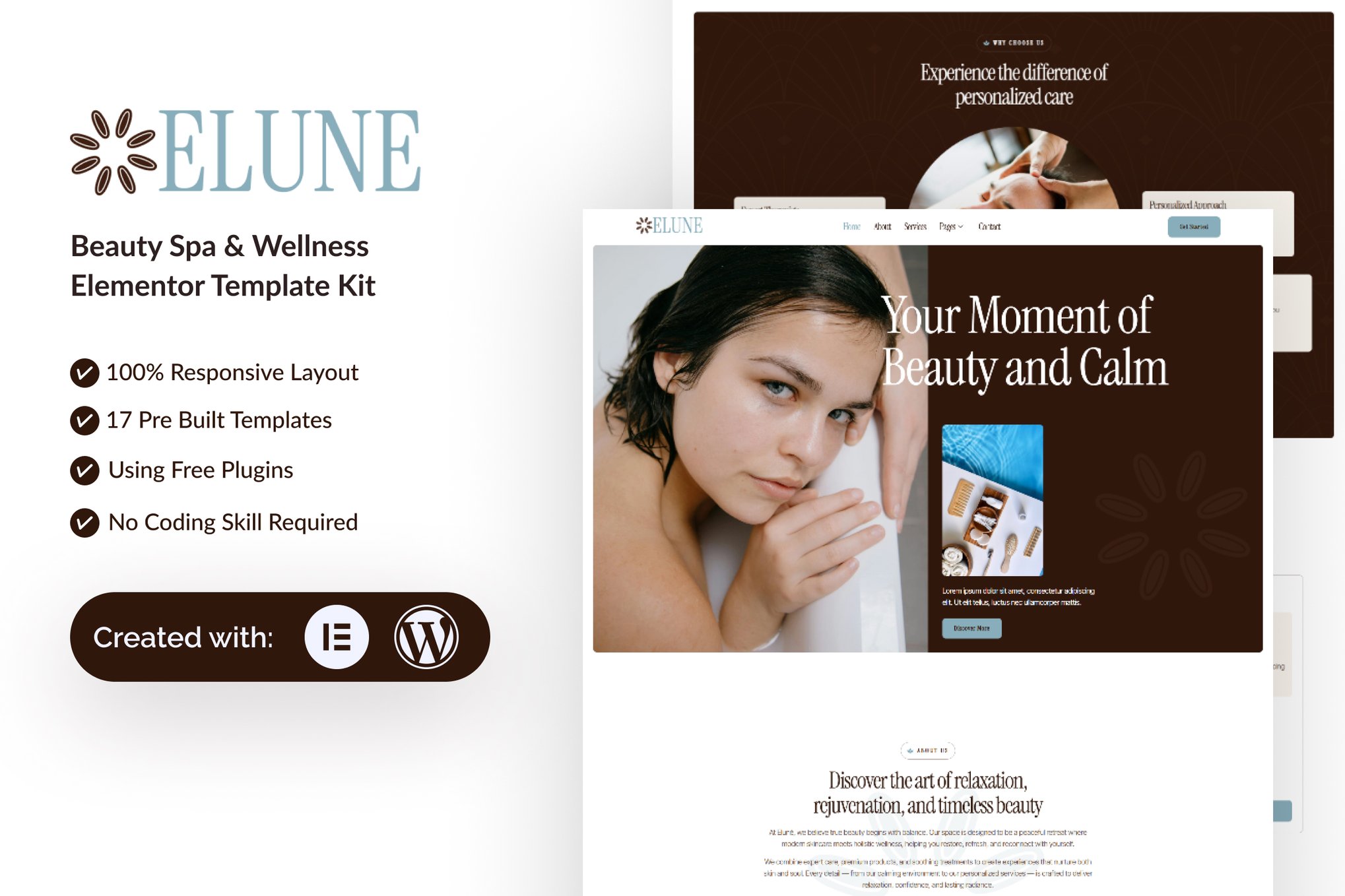 Elune - Beauty Spa & Wellness Elementor Template — Elementor template kit cover