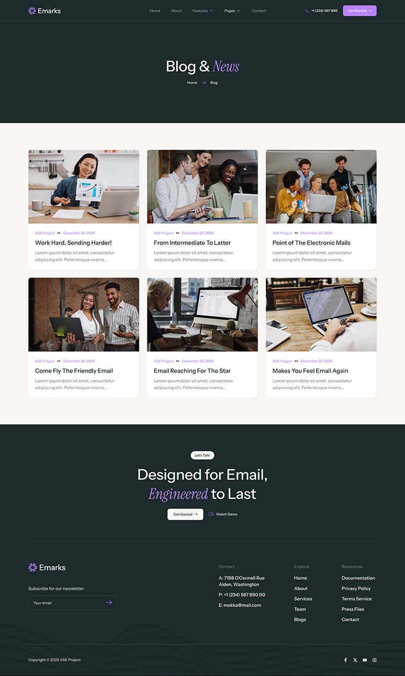 Blog — Emarks - Email Marketing Service Elementor Template