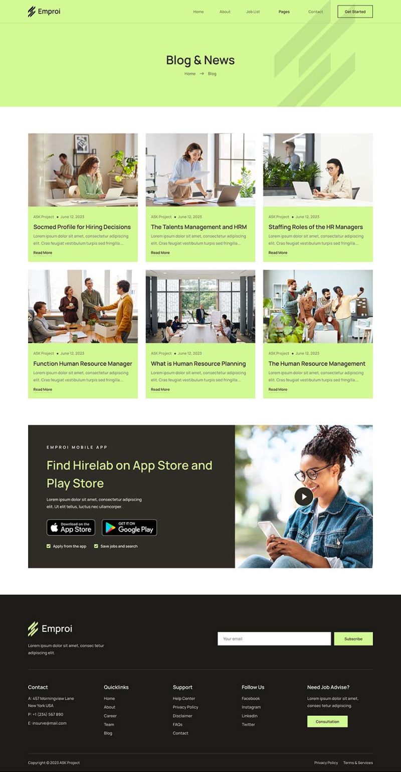 Blog — Emproi - Human Resources & Recruitment Agency Elementor Template