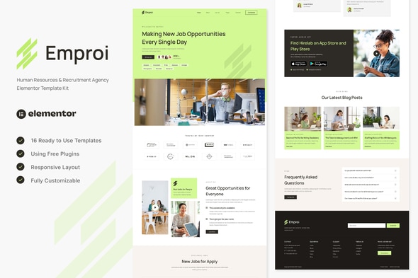 Emproi - Human Resources & Recruitment Agency Elementor Template — Elementor template kit cover