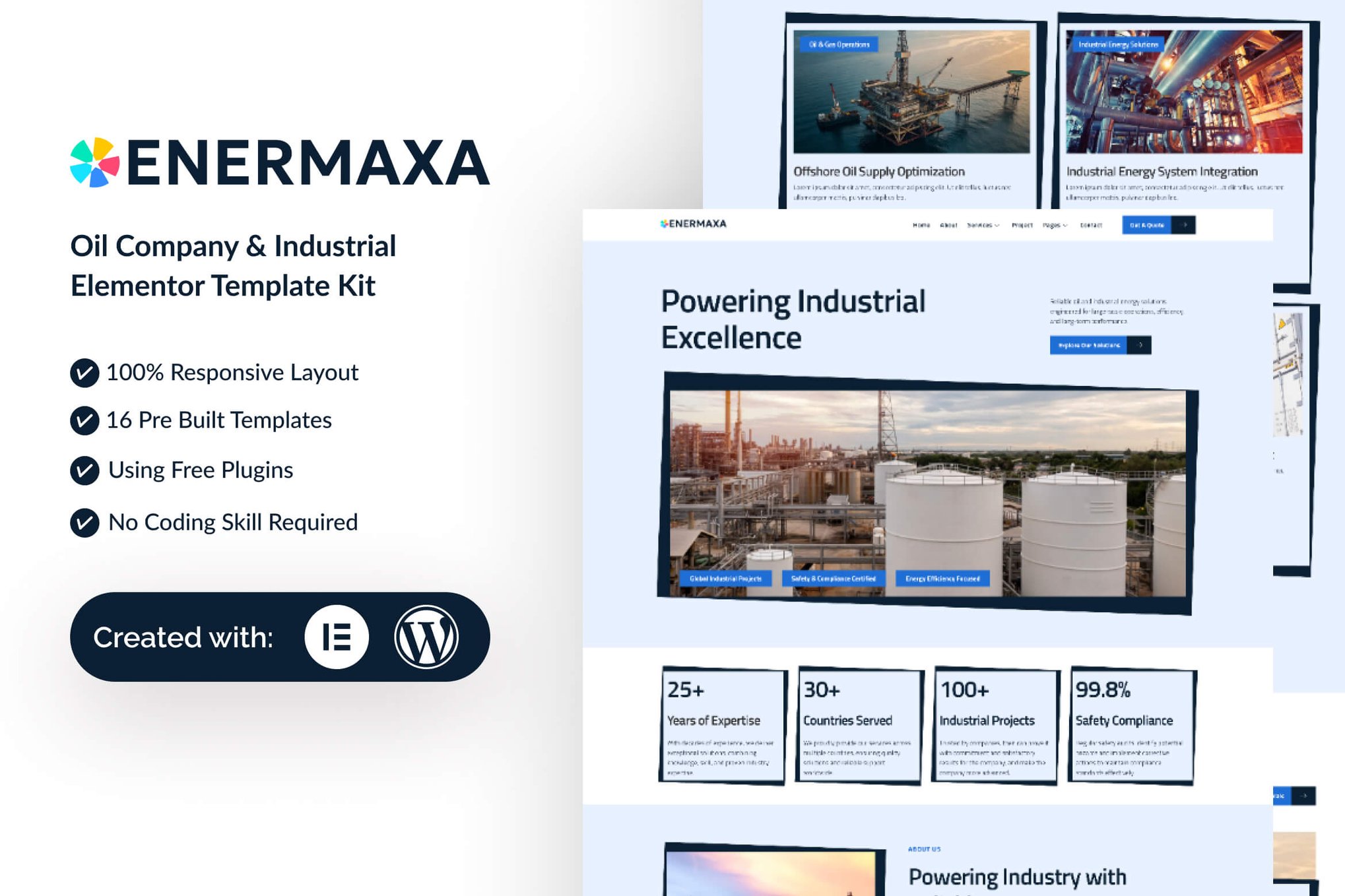 Enermaxa - Oil Company & Industrial Elementor Template — Elementor template kit cover