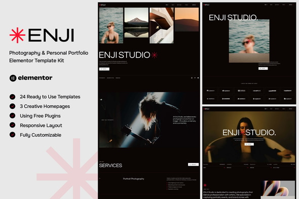 Enji - Photography & Personal Portfolio Elementor Template — Elementor template kit cover