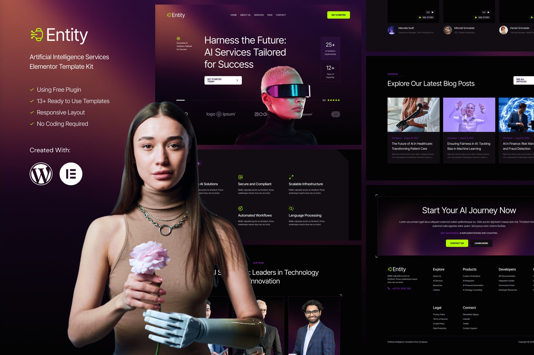 Entity - Artificial Intelligence Services Elementor Template — Elementor template kit cover