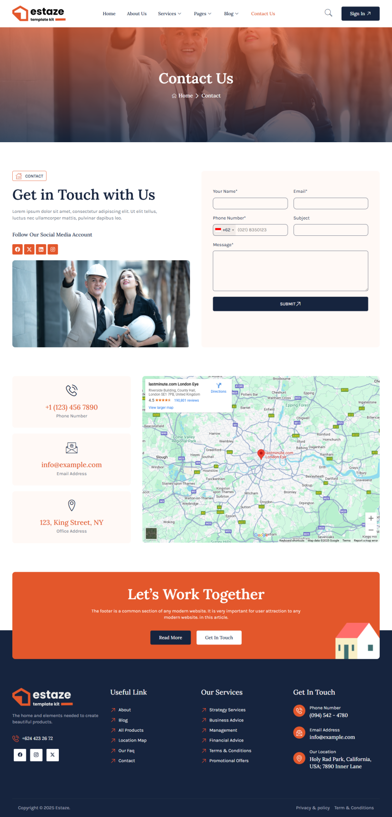 Contact — Estaze - Real Estate & Property Elementor Template