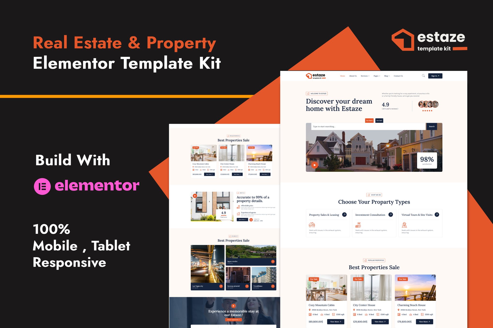 Estaze - Real Estate & Property Elementor Template — Elementor template kit cover