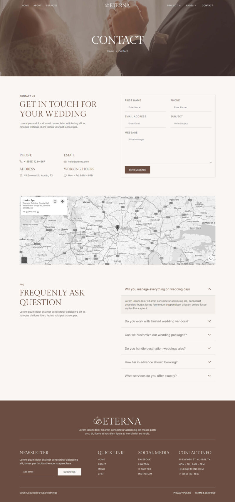 Contact — Eterna - Wedding Planner Elementor Template