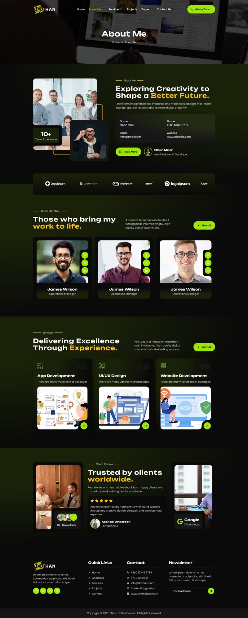 About Us — Ethan - Personal Portfolio Elementor Template