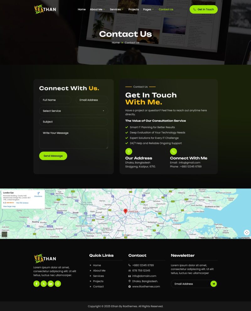 Contact Us — Ethan - Personal Portfolio Elementor Template