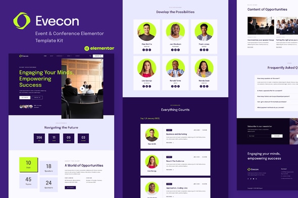Evecon - Event & Conference Elementor Template — Elementor template kit cover
