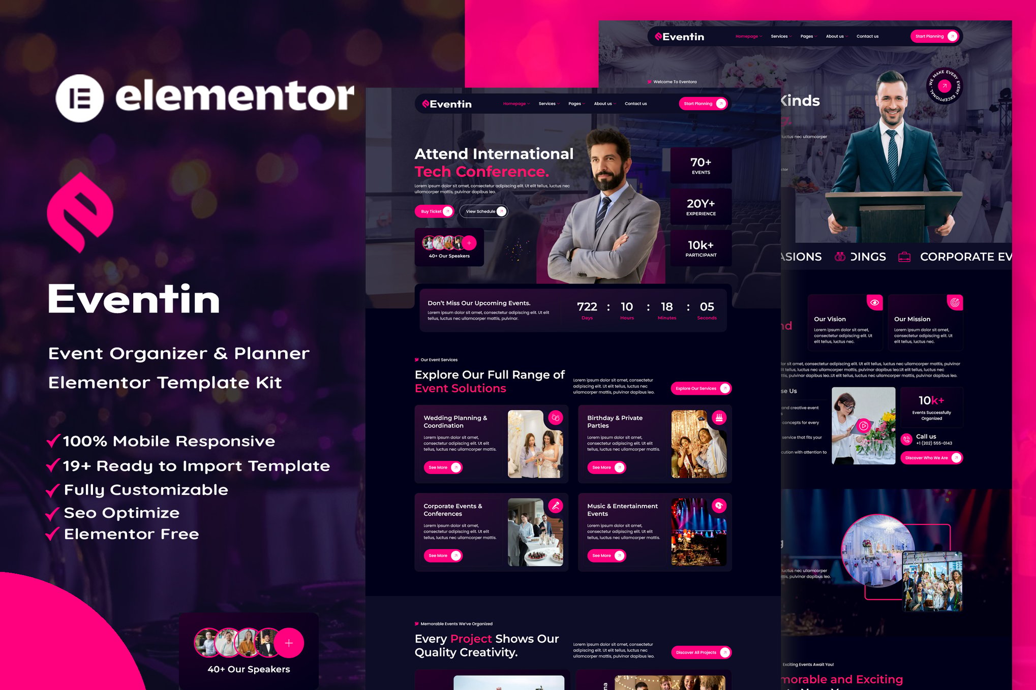 Eventin - Event Organizer & Planner Elementor Template — Elementor template kit cover