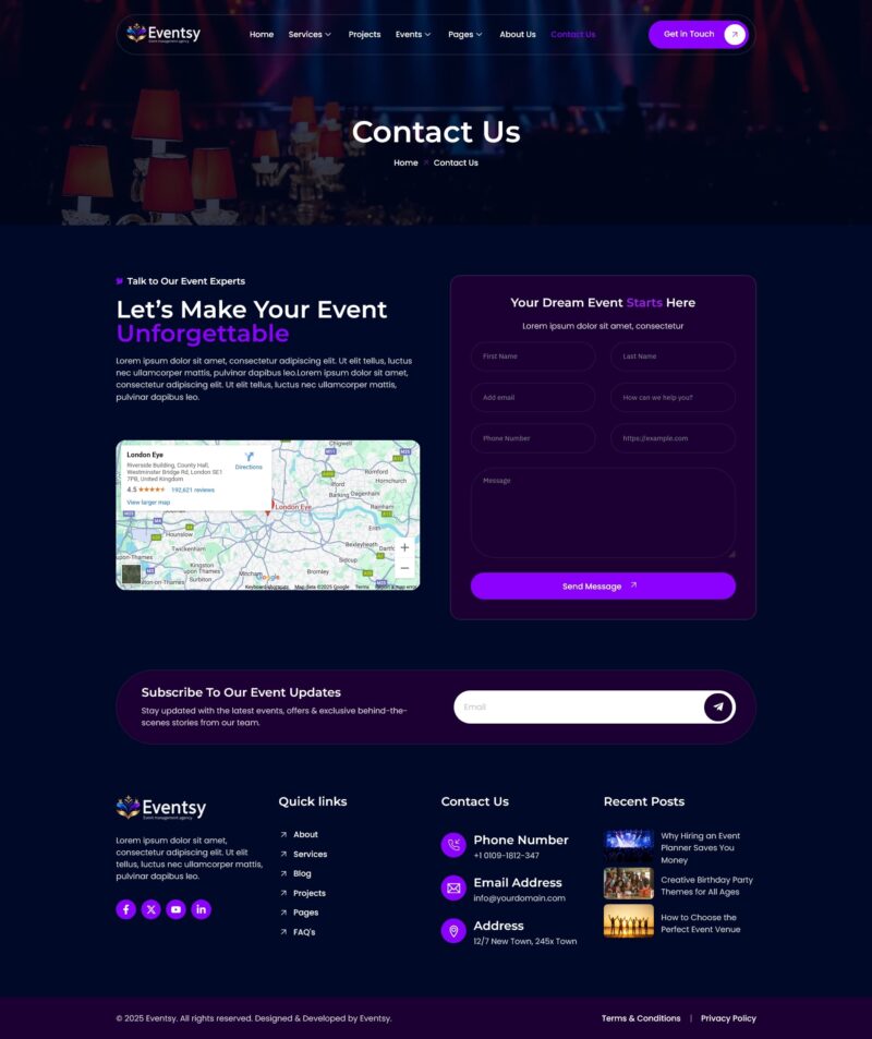 Contact Us — Eventsy - Event Organizer & Planner Elementor Template