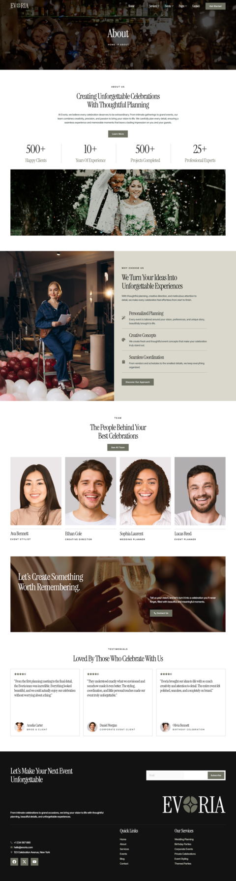 About — Evoria - Event & Party Planner Elementor Template