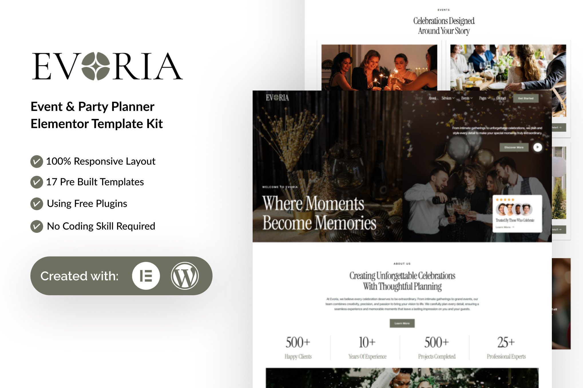 Evoria - Event & Party Planner Elementor Template — Elementor template kit cover