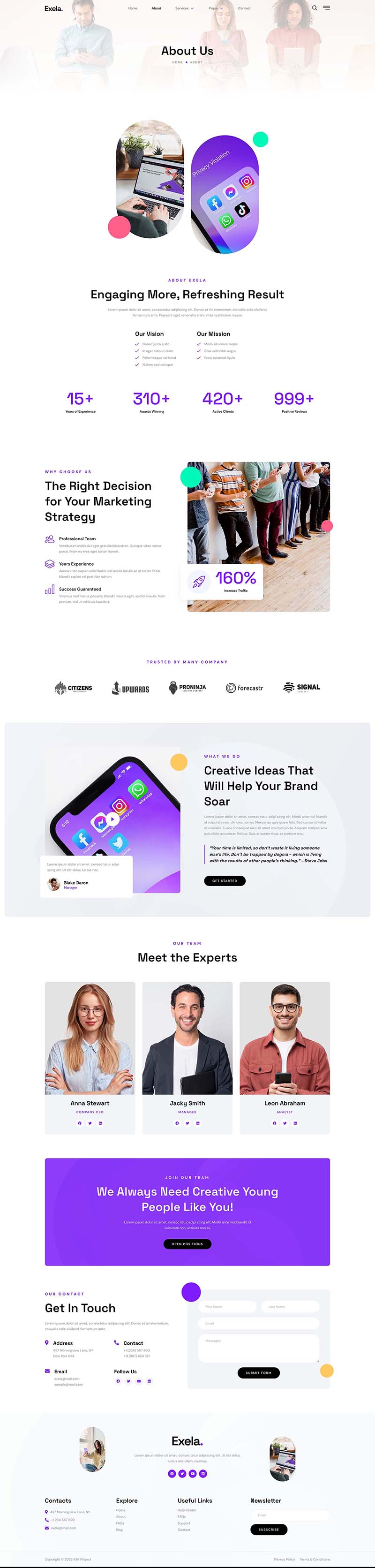 About — Exela - Social Media Marketing Agency Elementor Template