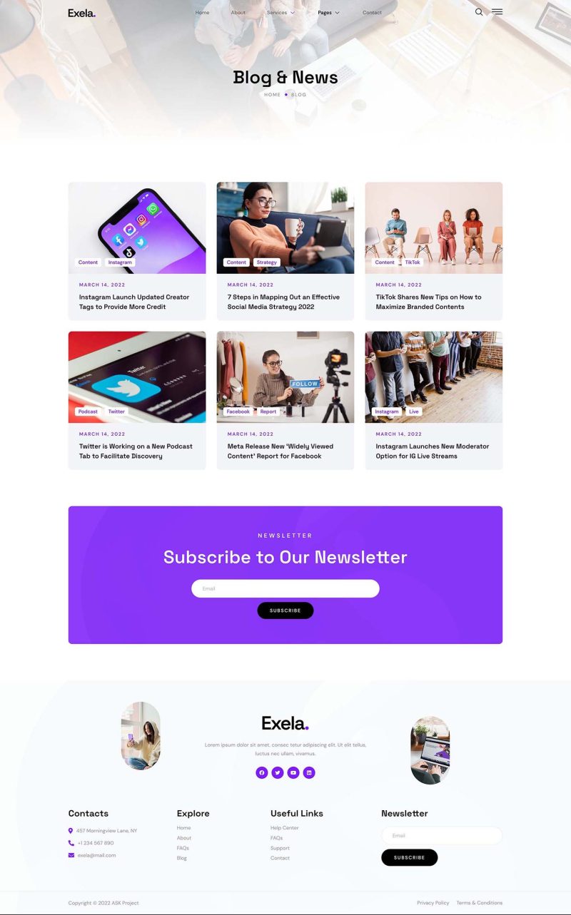 Blog — Exela - Social Media Marketing Agency Elementor Template
