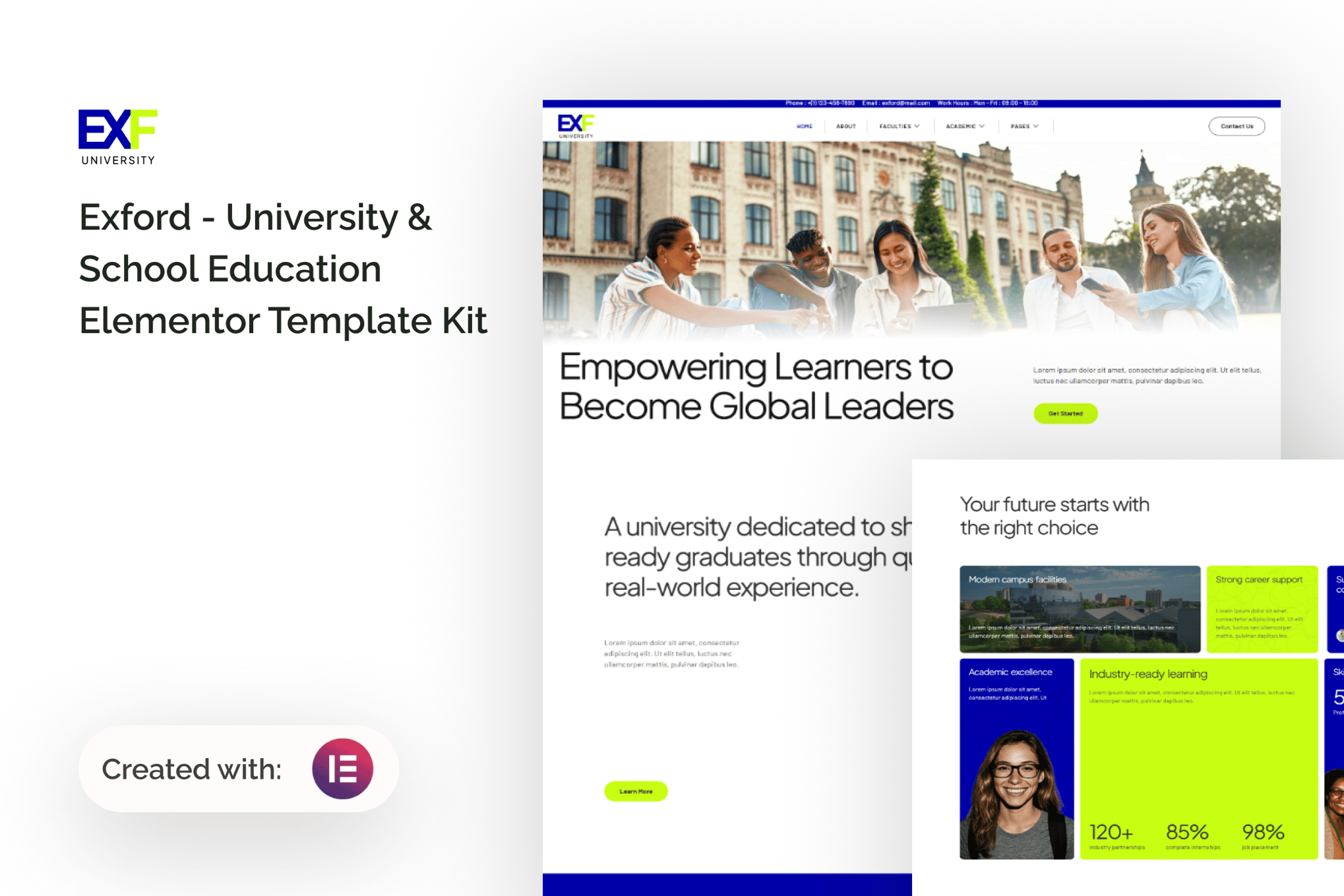 Exford - University & School Education Elementor Template — Elementor template kit cover