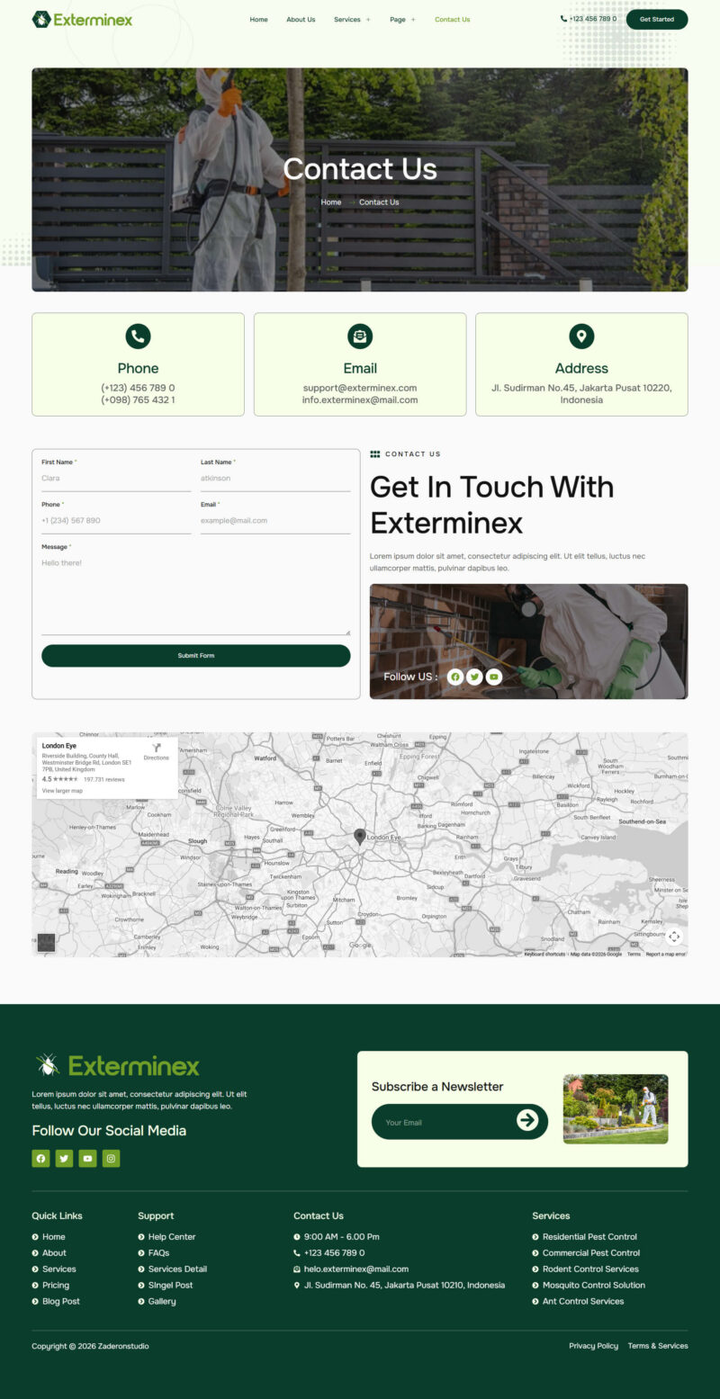 Contact Us — Exterminex - Pest Control Services Elementor Template
