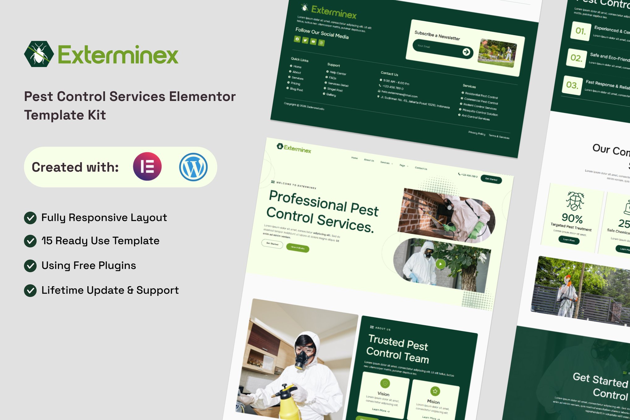 Exterminex - Pest Control Services Elementor Template — Elementor template kit cover